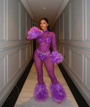 Allegra Purple Rhinestone Jumpsuit Limited Edition