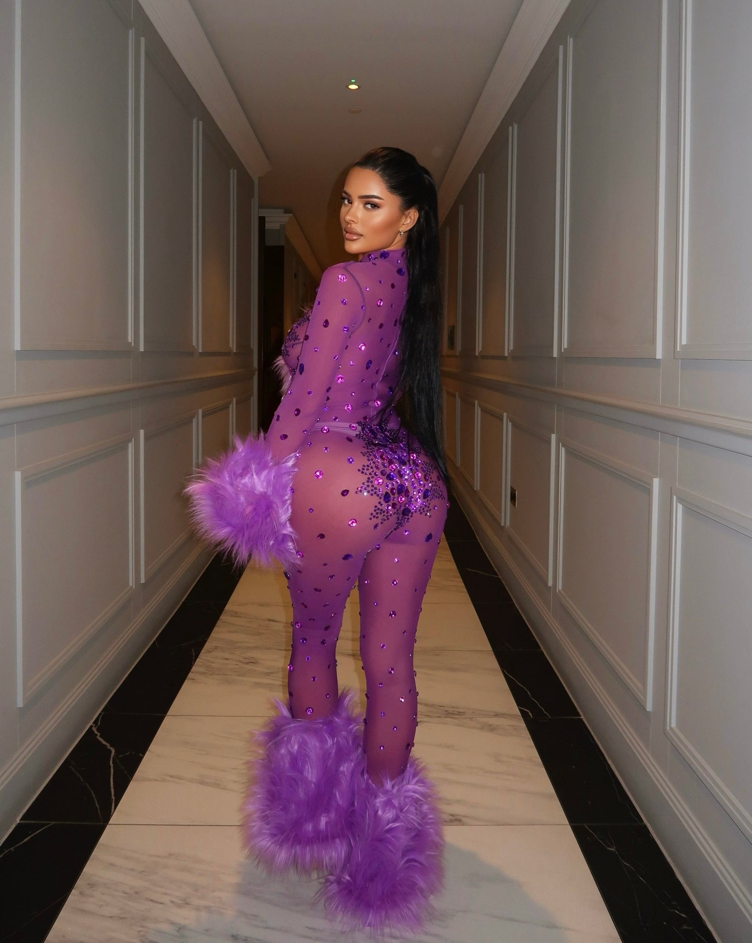 Allegra Purple Rhinestone Jumpsuit Limited Edition