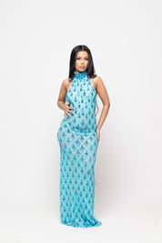 Diamond Maxi Dress Baby Blue