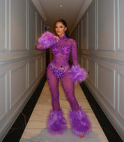 Allegra Purple Rhinestone Jumpsuit Limited Edition
