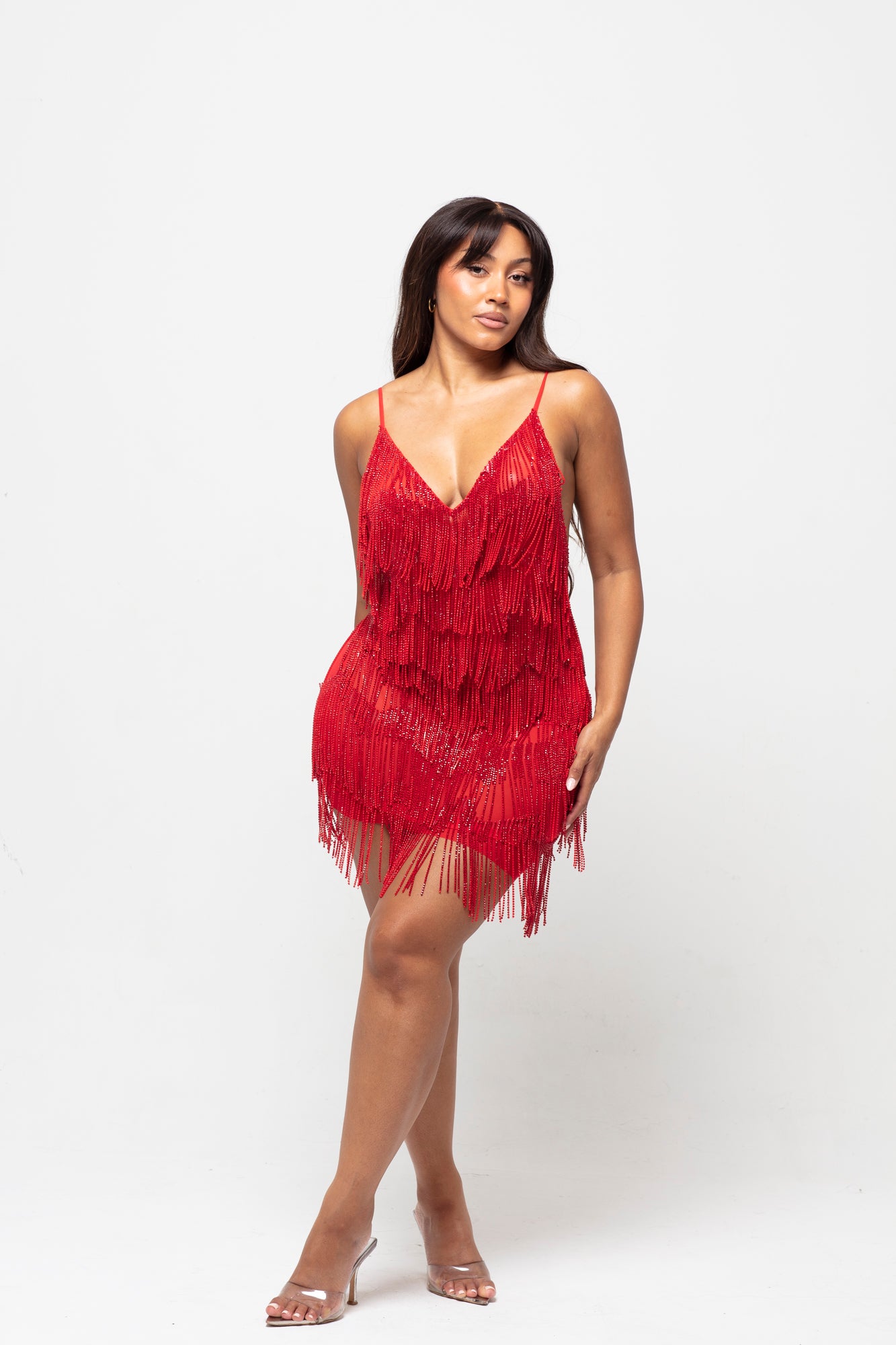 Starlit Red Fringe Mini Dress Limited Edition