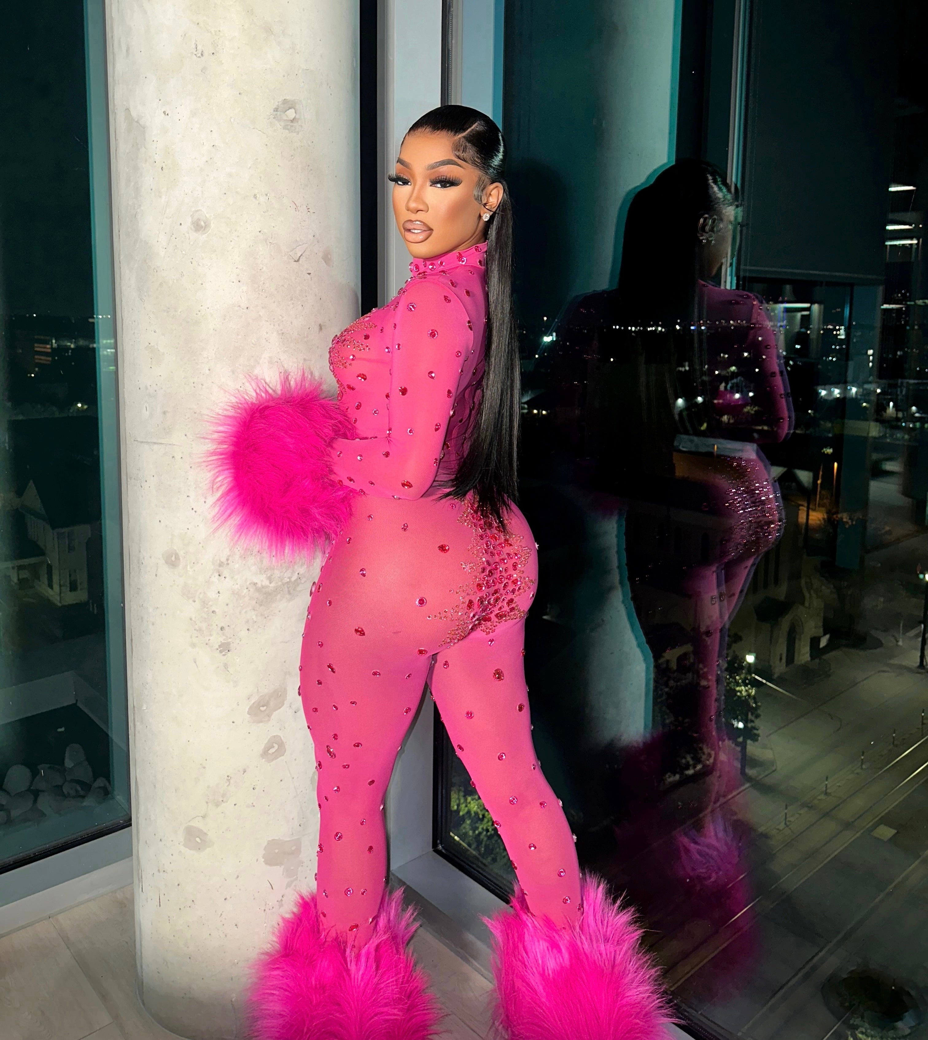 Allegra Pink Rhinestone Jumpsuit