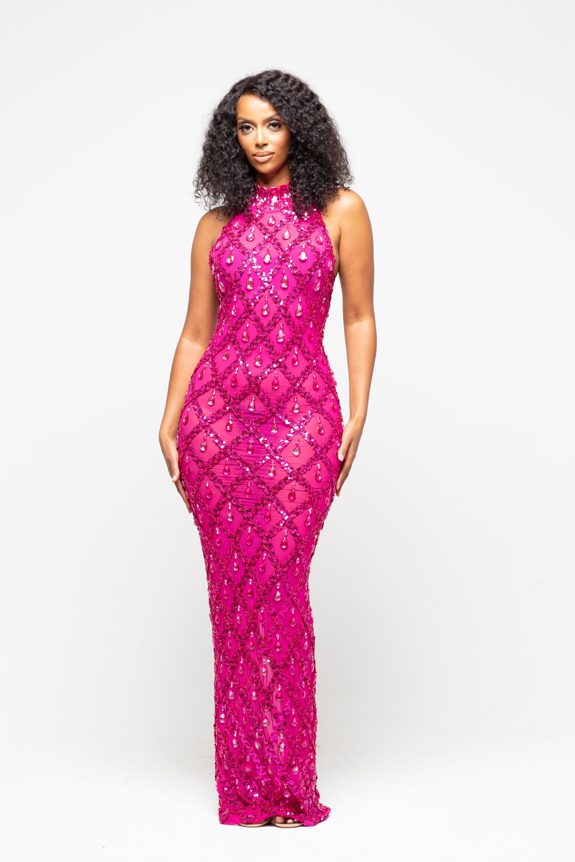 Diamond Maxi Dress Fuchsia Pink