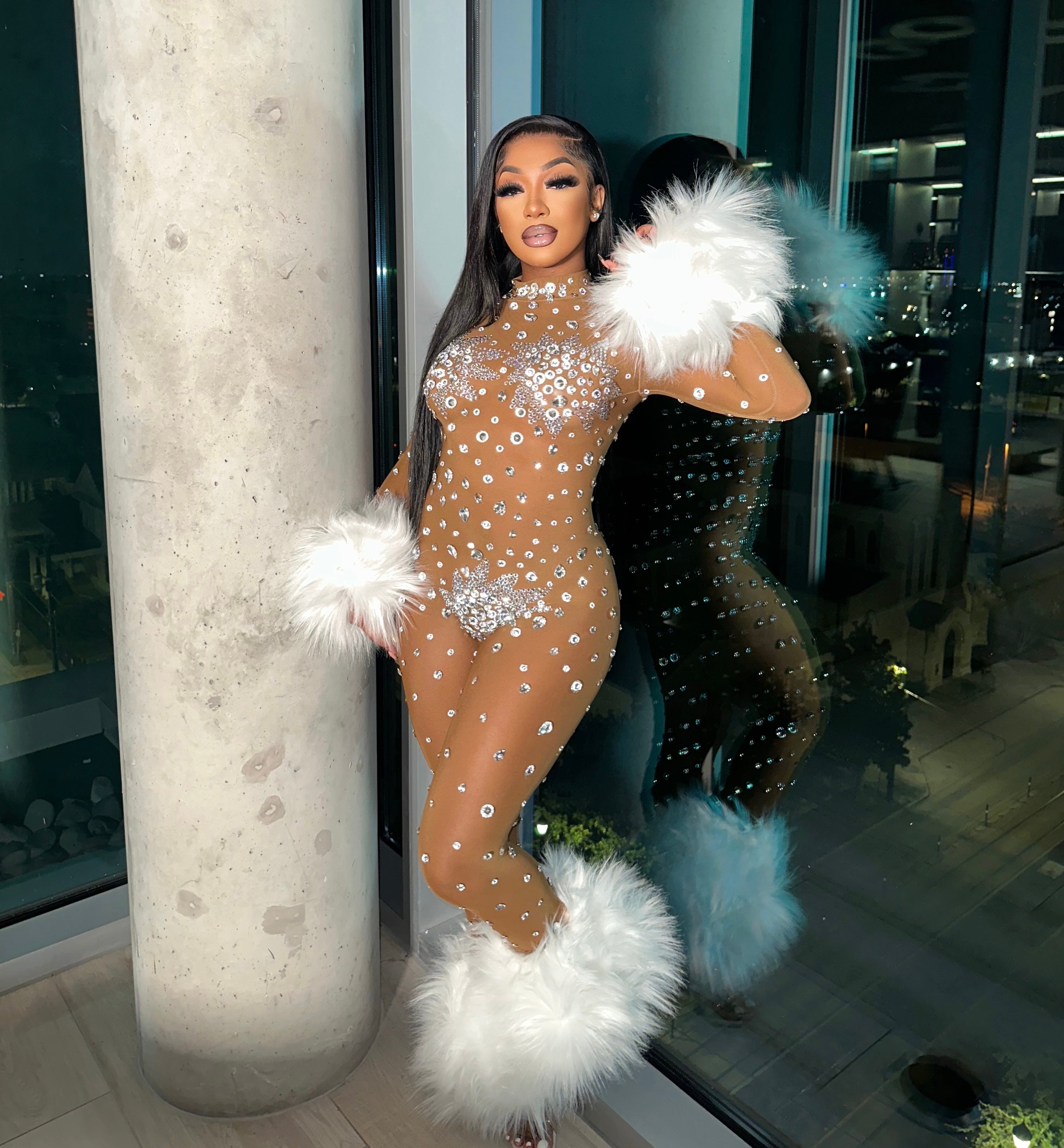 Allegra Silver Rhinestone Jumpsuit