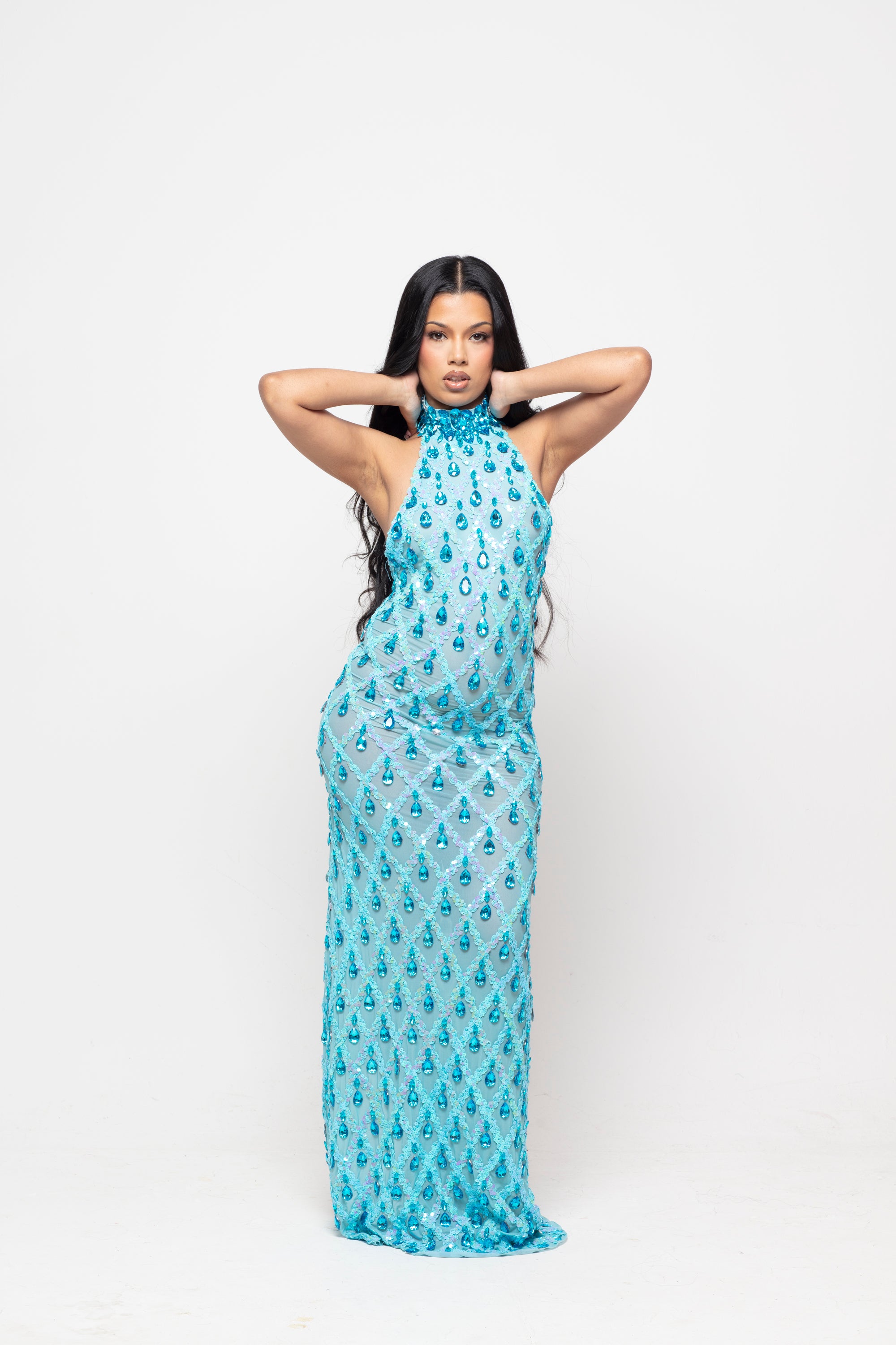 Diamond Maxi Dress Baby Blue