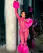 Allegra Pink Rhinestone Jumpsuit