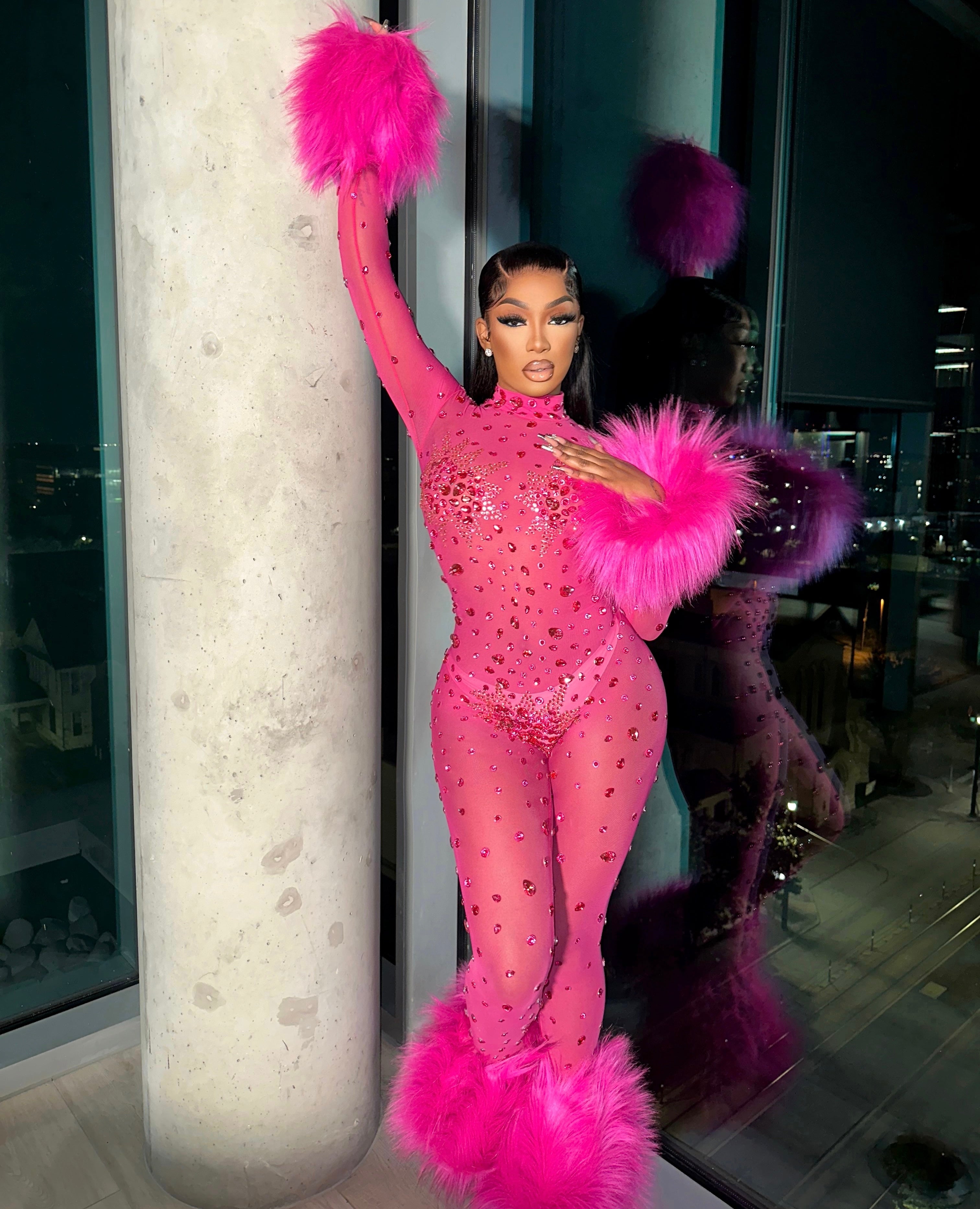 Allegra Pink Rhinestone Jumpsuit