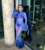 Allegra Blue Rhinestone Jumpsuit