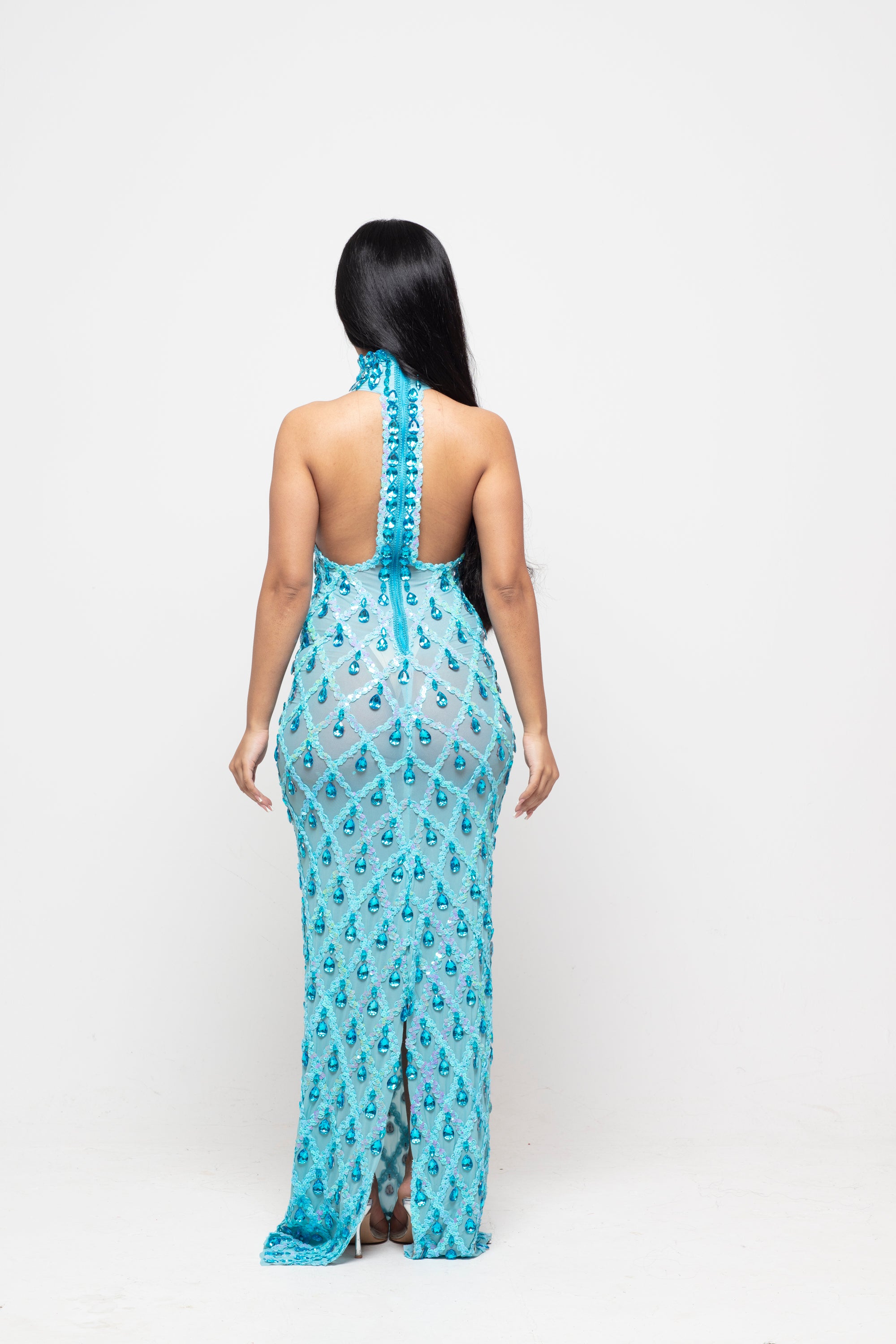 Diamond Maxi Dress Baby Blue