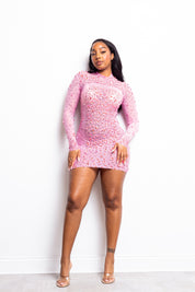 Sol Pink Rhinestone Mini Dress