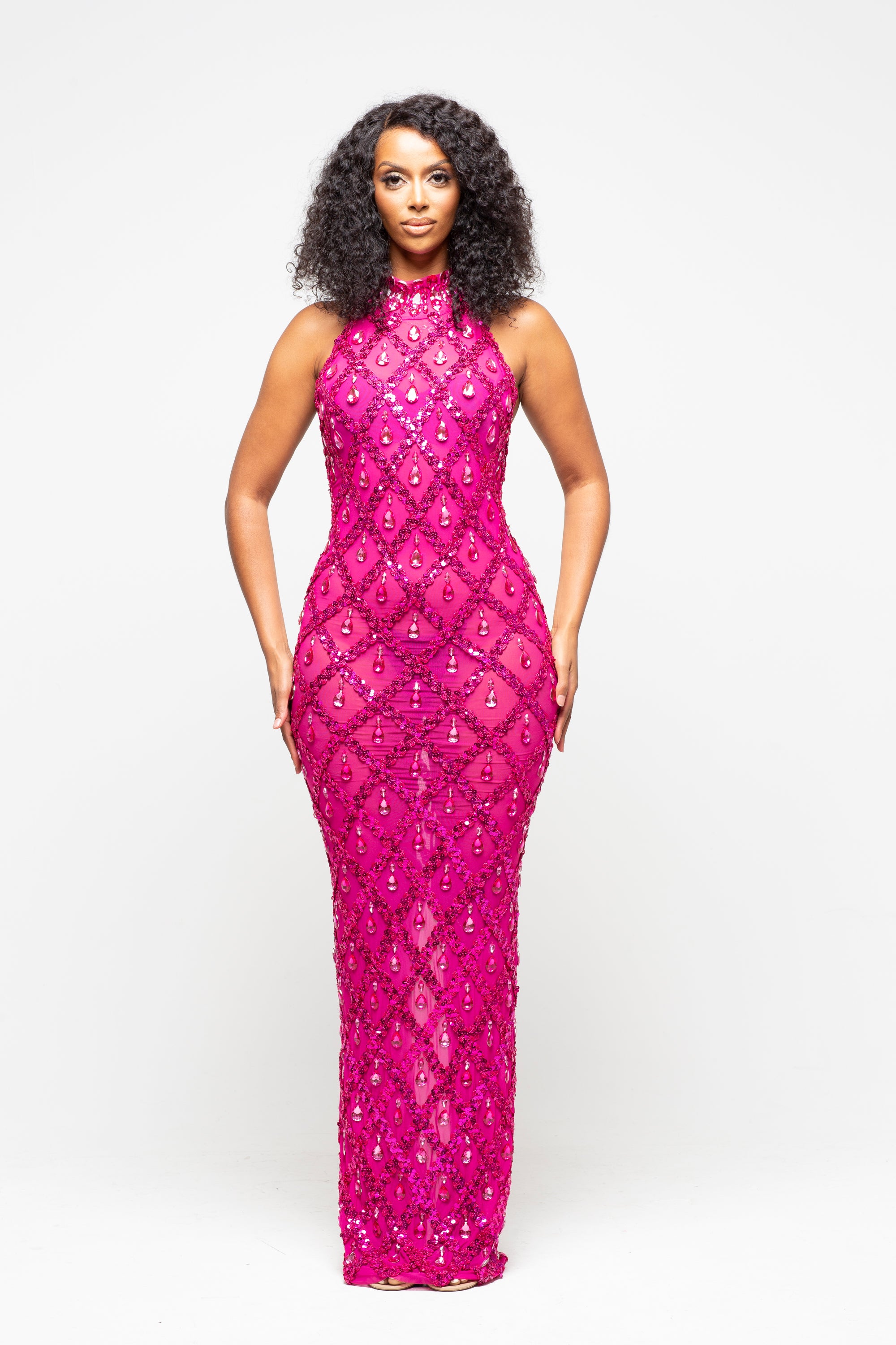 fuchsia floor length dress Women's Looking At Me Maxi Dress, Pink