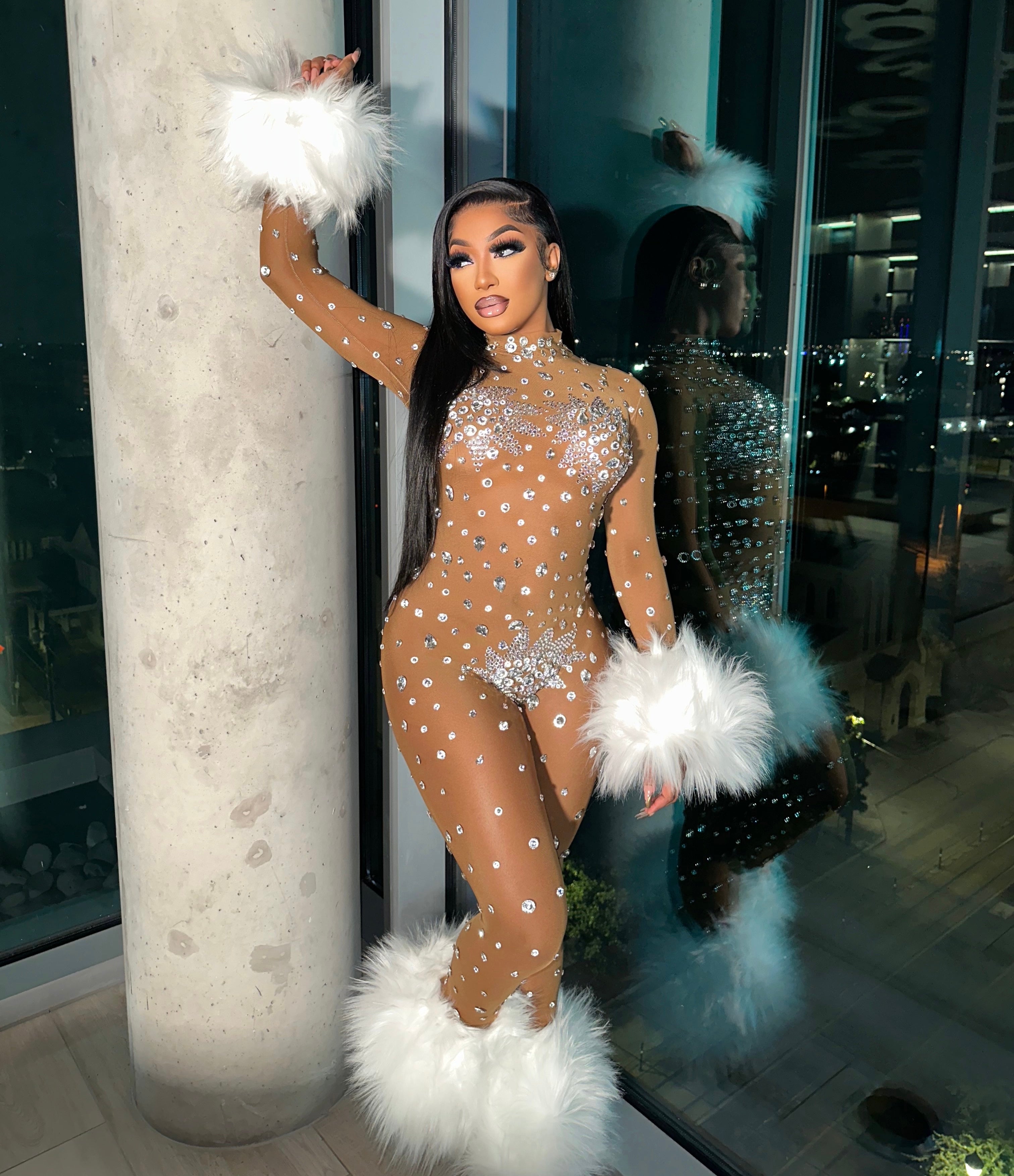 Allegra Silver Rhinestone Jumpsuit