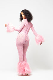 Allegra Baby Pink Rhinestone Jumpsuit
