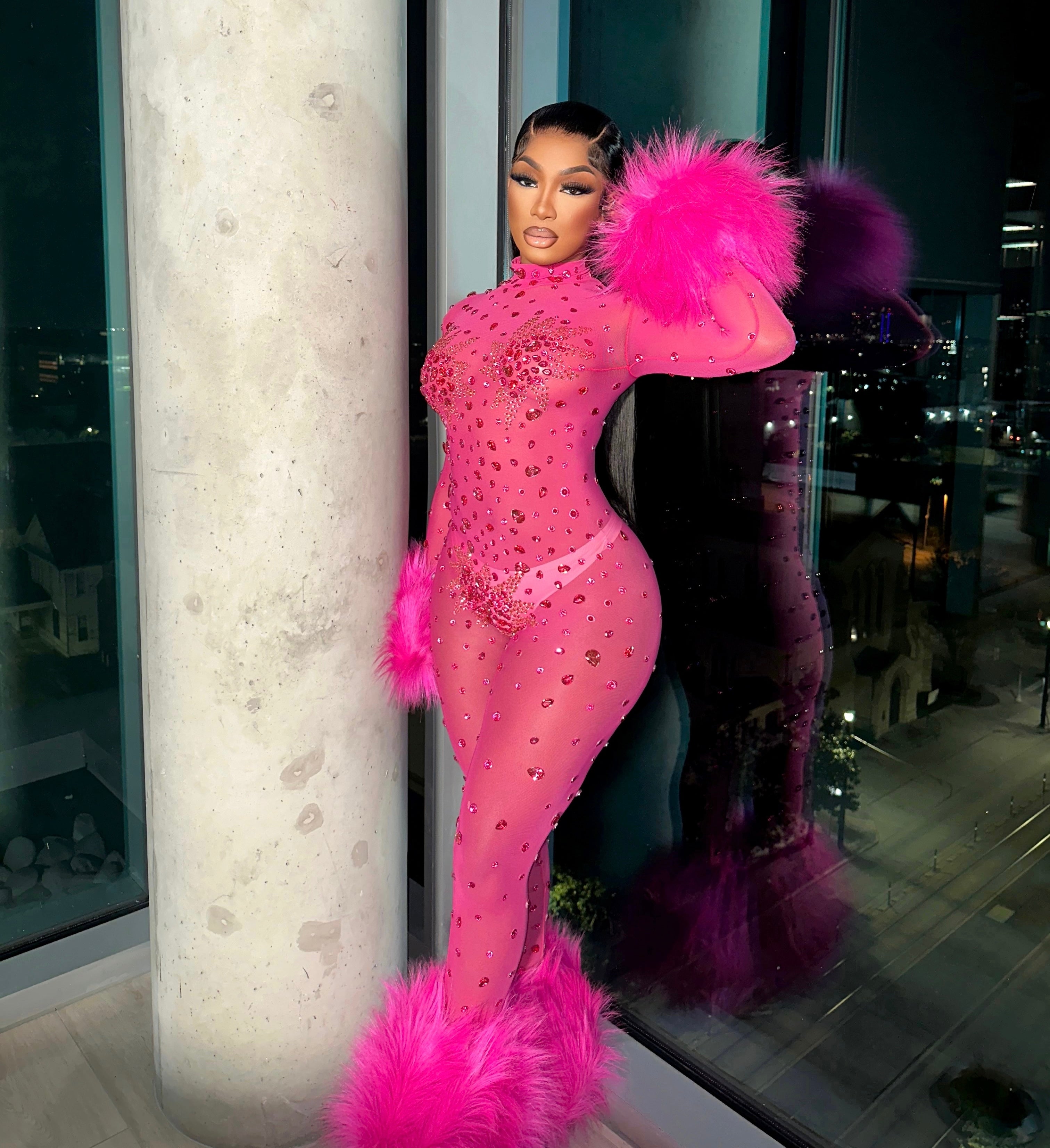 Allegra Pink Rhinestone Jumpsuit