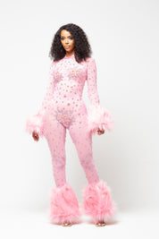 Allegra Baby Pink Rhinestone Jumpsuit