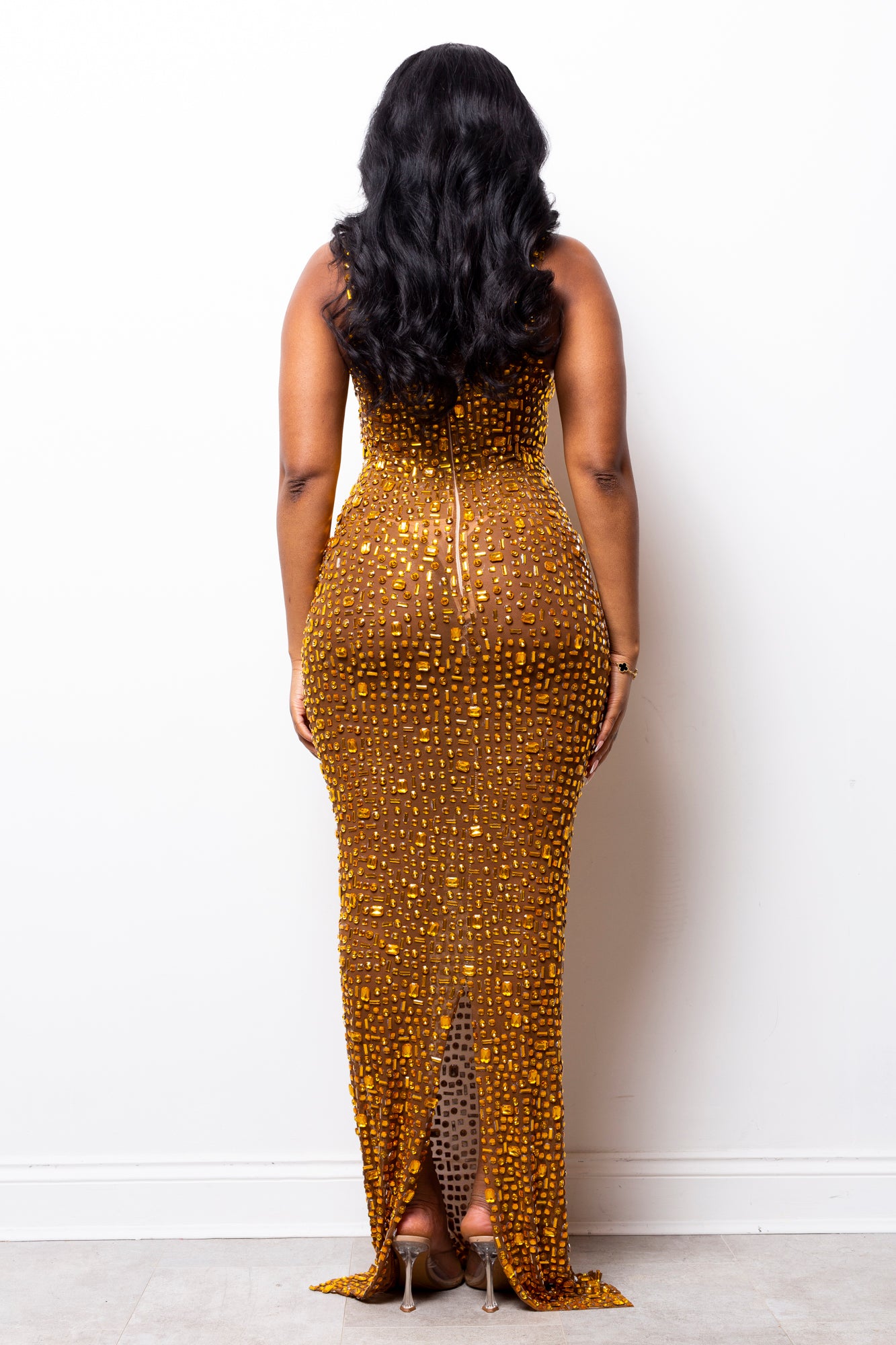 Nessa Sleeveless Gold Maxi Dress