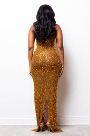 Nessa Sleeveless Gold Maxi Dress