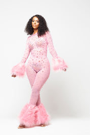 Allegra Baby Pink Rhinestone Jumpsuit