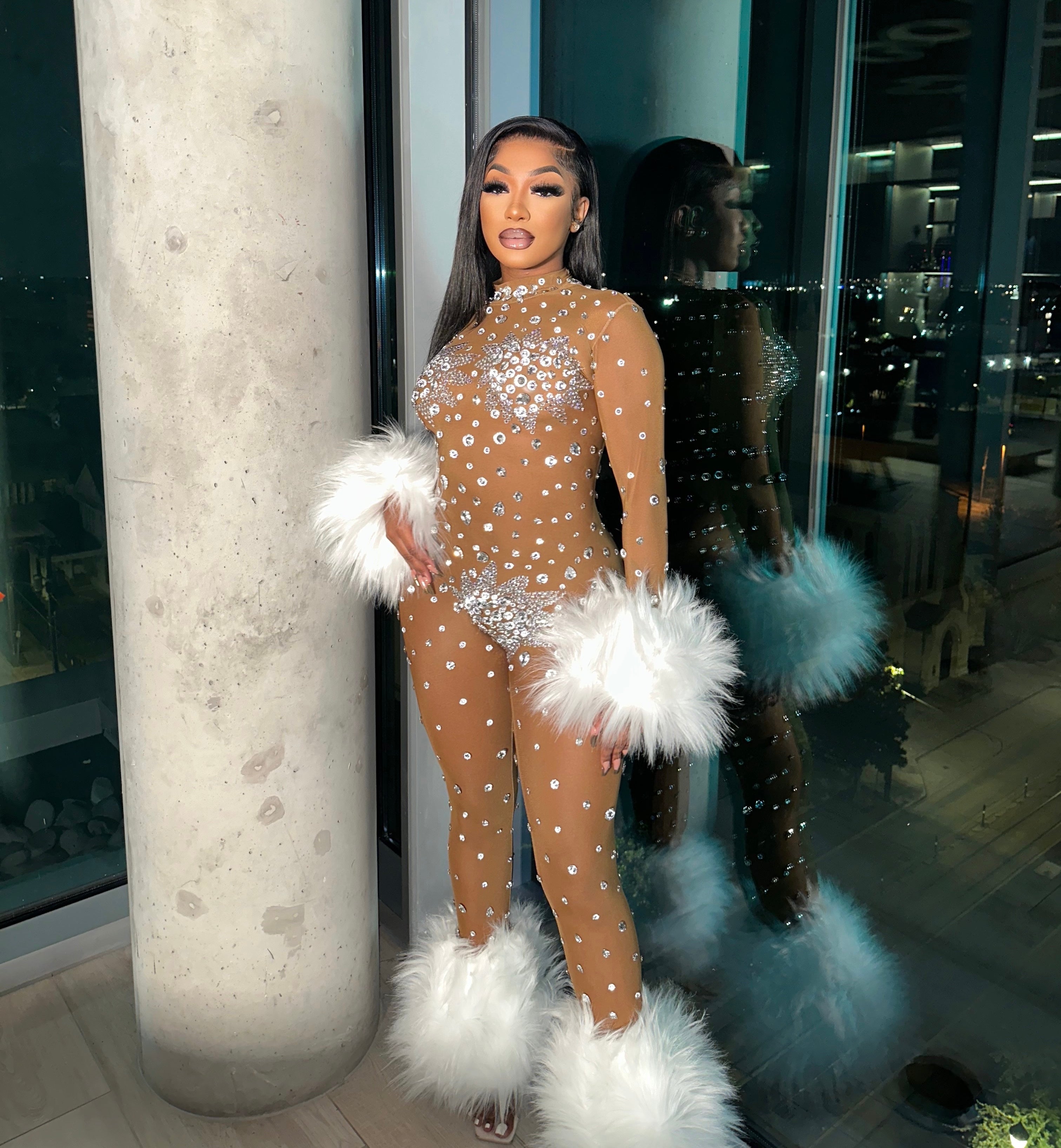 Allegra Silver Rhinestone Jumpsuit