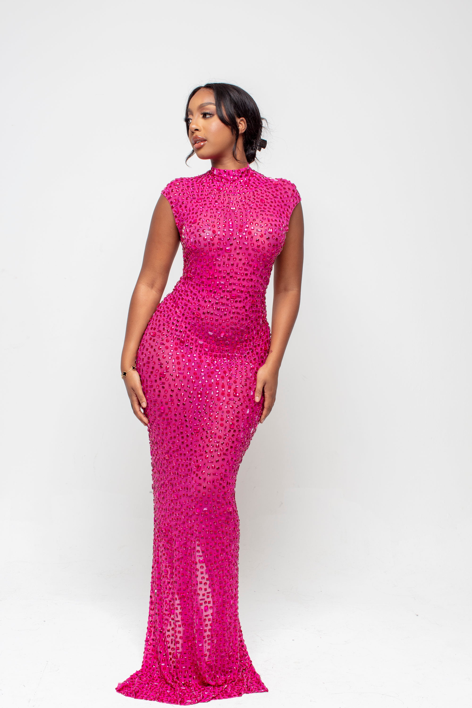 Nessa Fuchsia Pink Maxi Dress, S Nessa Fuchsia Pink Maxi Dress, S