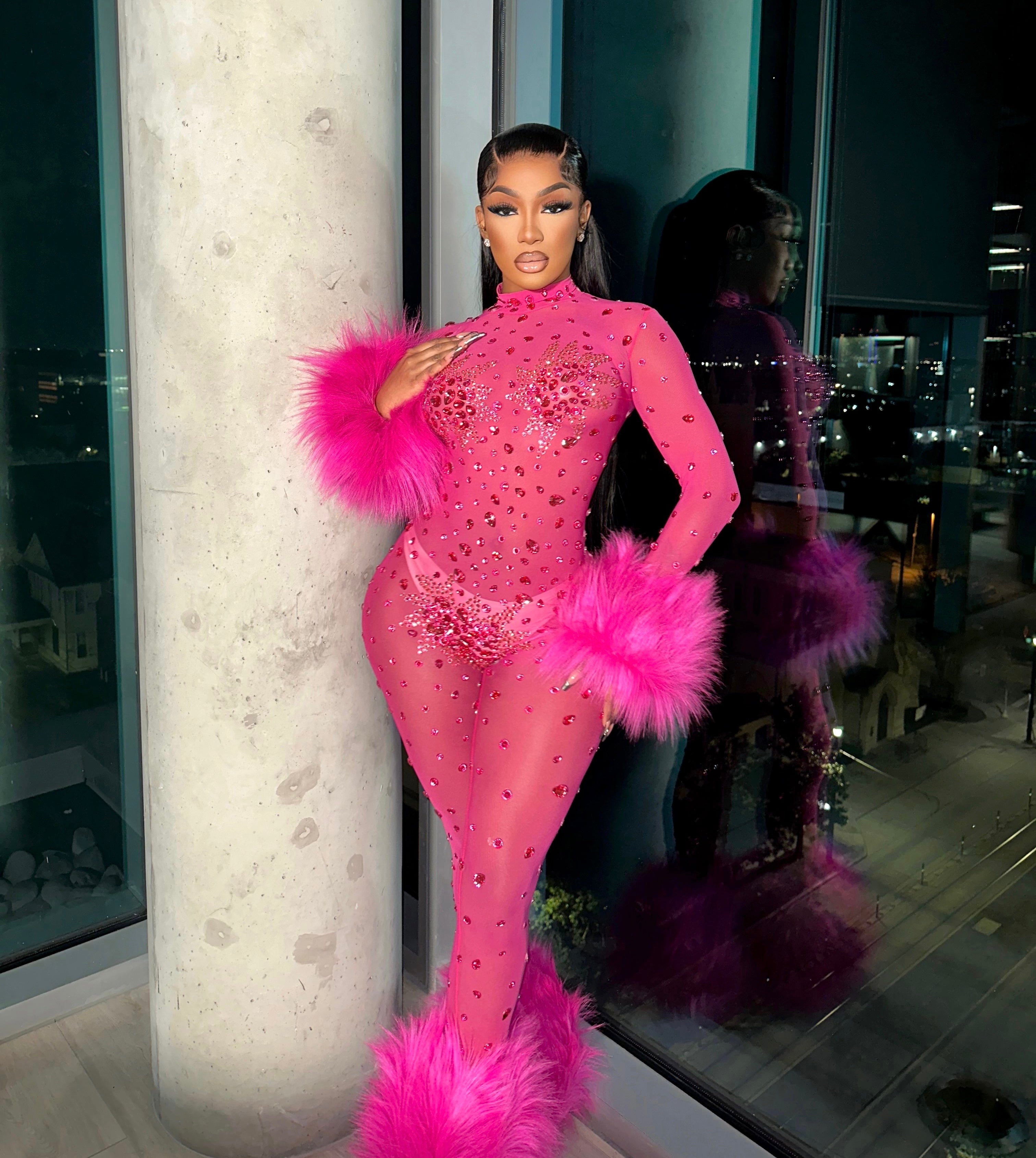 Allegra Pink Rhinestone Jumpsuit