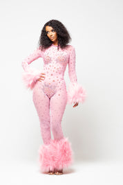 Allegra Baby Pink Rhinestone Jumpsuit