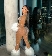 Allegra Silver Rhinestone Jumpsuit