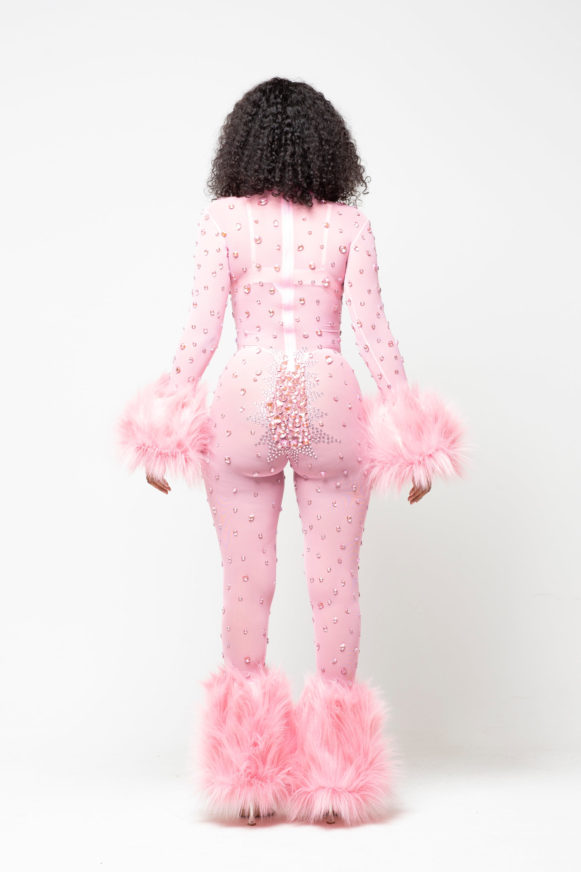 Allegra Baby Pink Rhinestone Jumpsuit