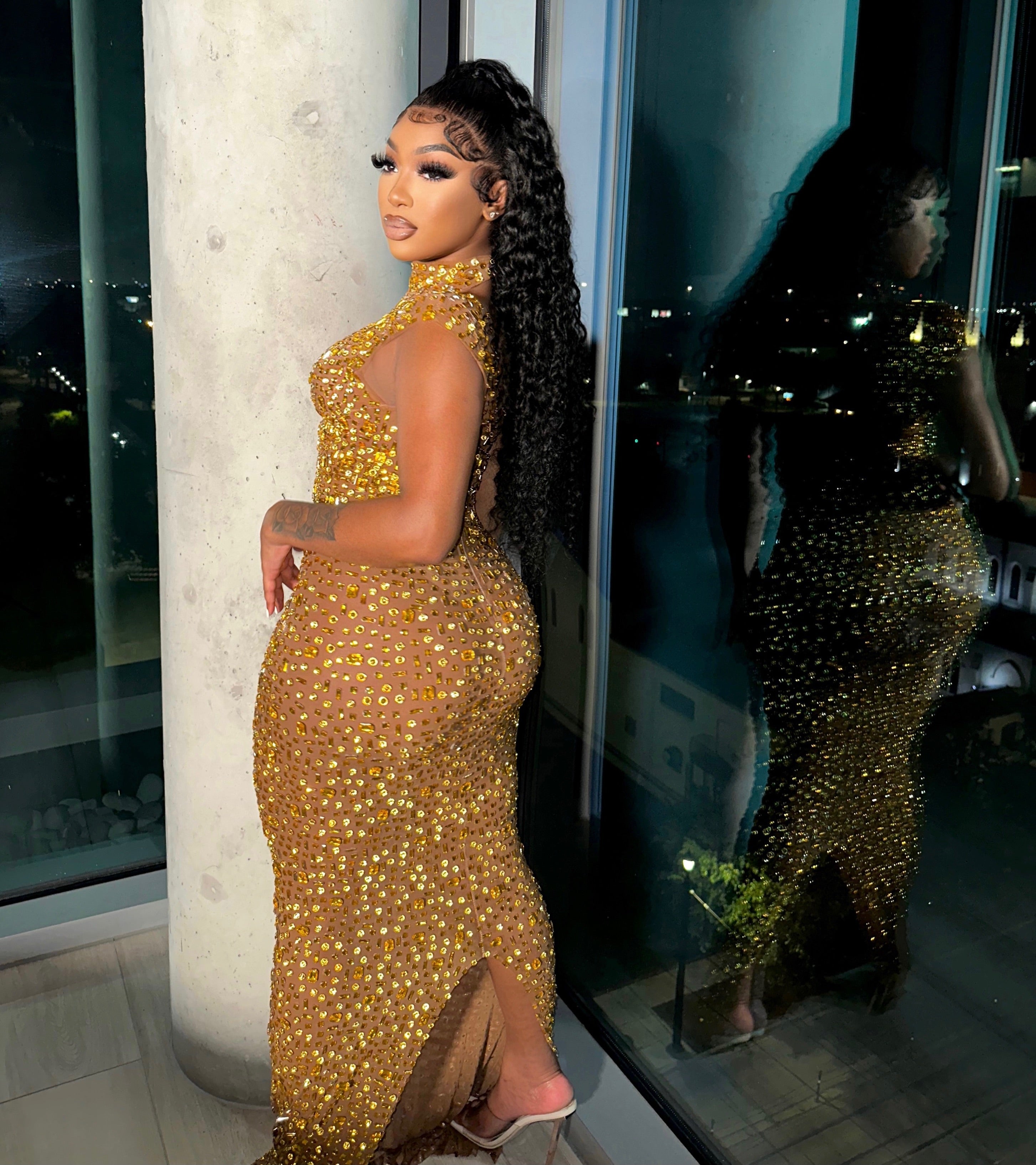Nessa Gold Maxi Dress