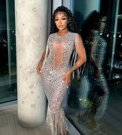 Althea Tassel Rhinestone Maxi Dress