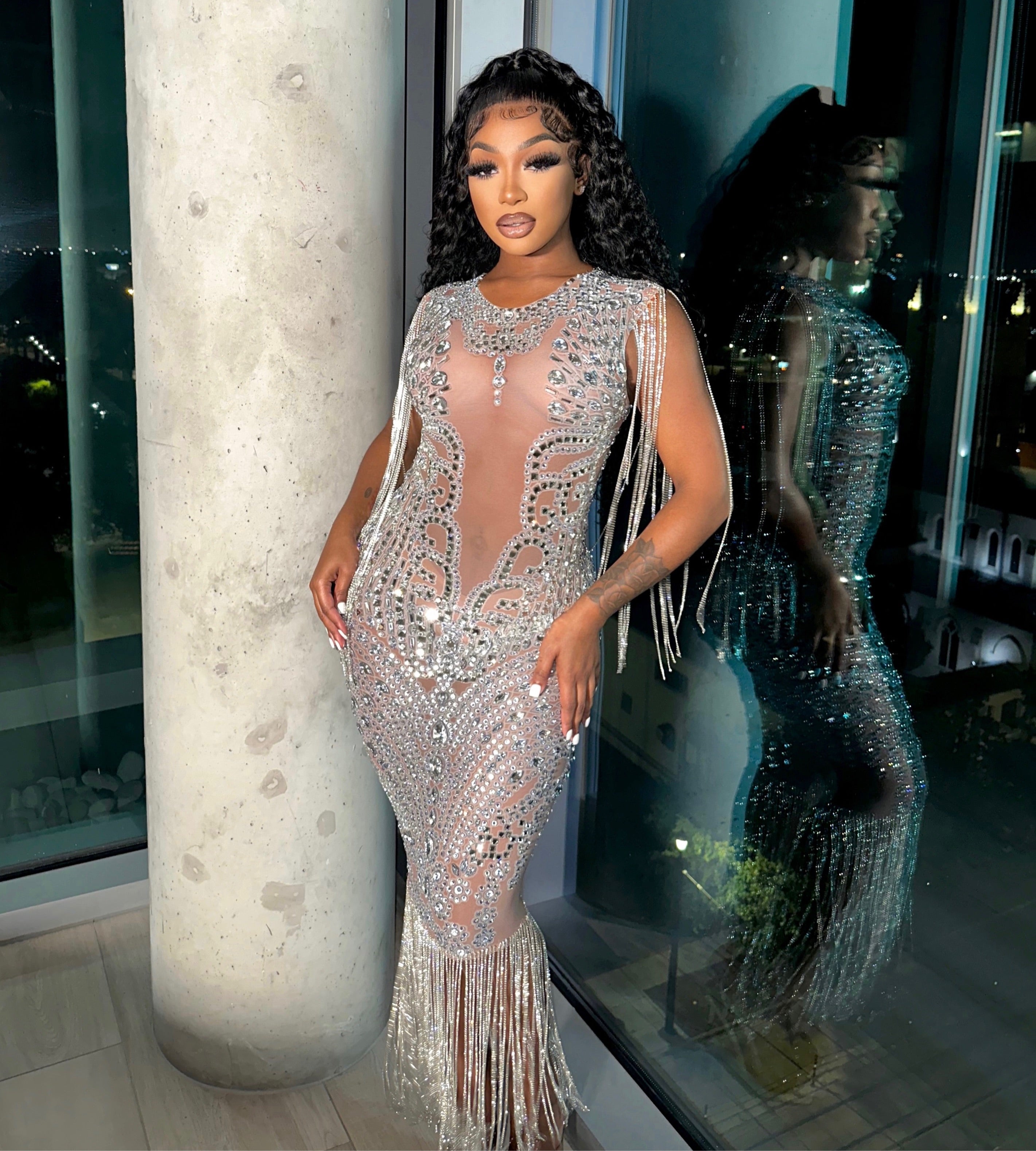 Althea Tassel Rhinestone Maxi Dress