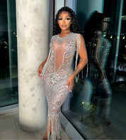 Althea Tassel Rhinestone Maxi Dress