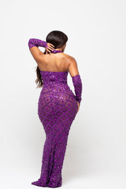 Oceana Purple Crystal Maxi Dress