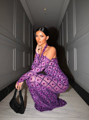 Oceana Purple Crystal Maxi Dress