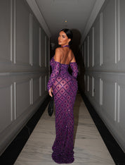 Oceana Purple Crystal Maxi Dress