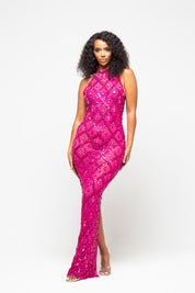 Diamond Maxi Dress Fuchsia Pink