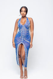 Dojah Diamond Midi Blue Dress Pre-Order