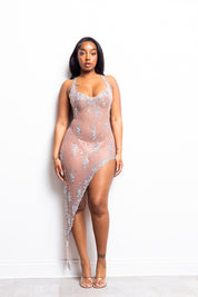 Sasha Asymmetric Rhinestone Dress