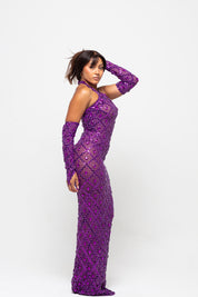 Oceana Purple Crystal Maxi Dress