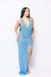 Onyx Blue Crystal Maxi Dress