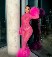 Allegra Pink Rhinestone Jumpsuit Pre-Order