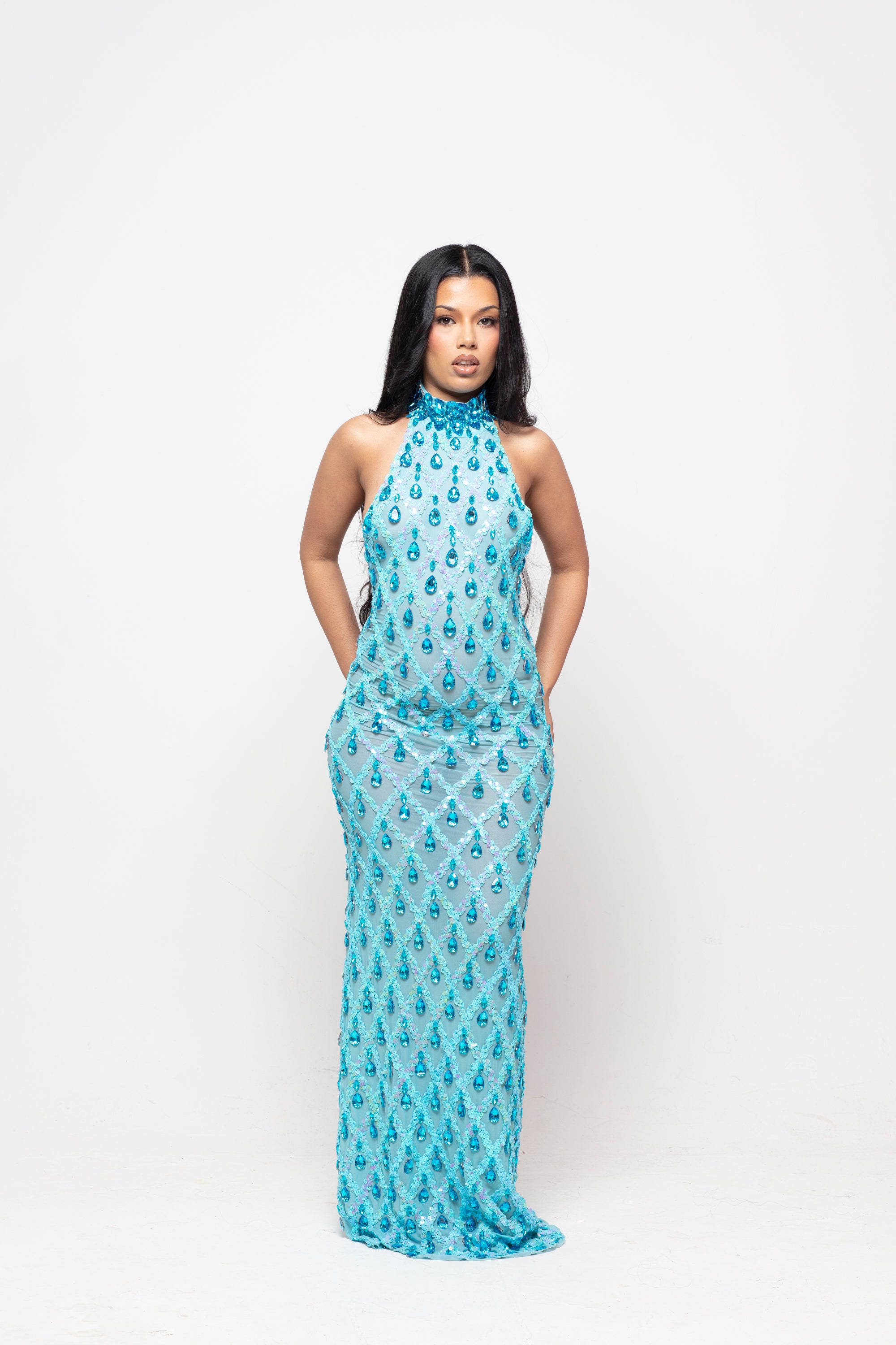 Diamond Maxi Dress Baby Blue
