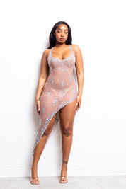 Sasha Asymmetric Rhinestone Dress