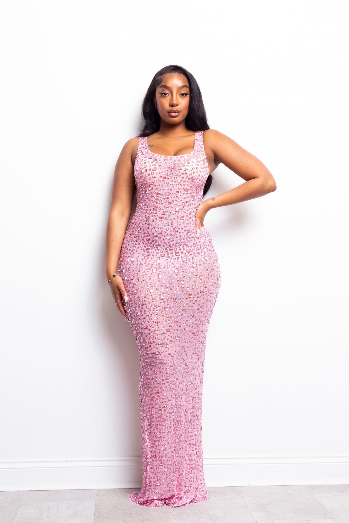 Nessa Sleeveless Pink Maxi Dress