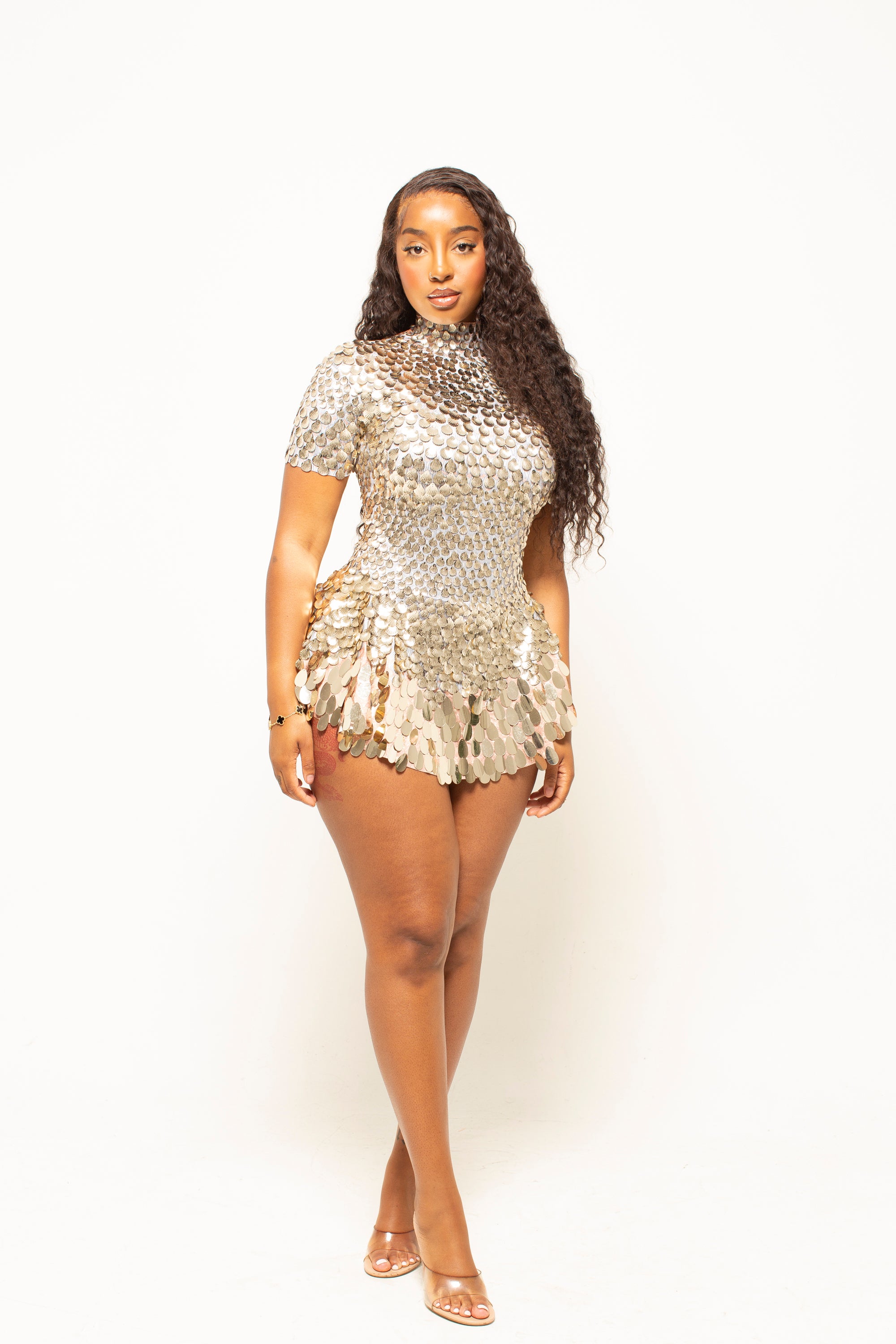 Siren Champagne Sequin Dress Denoa Label Siren Champagne Sequin Dress Denoa Label