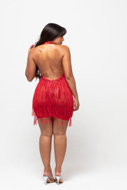 Sora Red Fringe Mini Dress