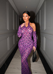 Oceana Purple Crystal Maxi Dress