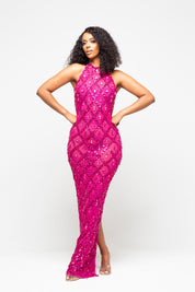 Diamond Maxi Dress Fuchsia Pink