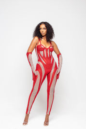 Dynamite Jumpsuit With Gloves Red Pre-Order