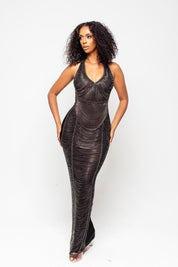 Amoure Black Diamond Halterneck Maxi Dress Pre-Order